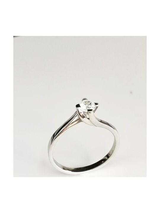 14K Mono stone flame ring in white gold with zircon stone