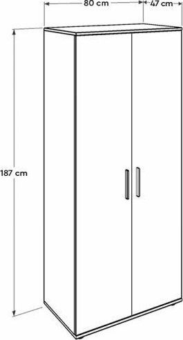 Trendline Δίφυλλη Ντουλάπα Λευκό 80x47x187cm