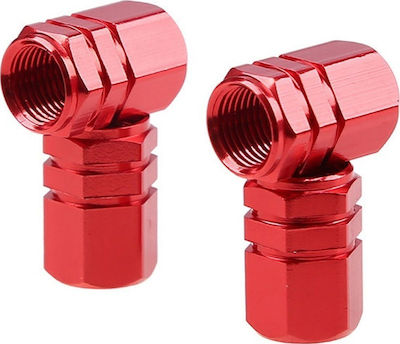 AMiO Car Tire Valve Caps Aluminum Red 4pcs