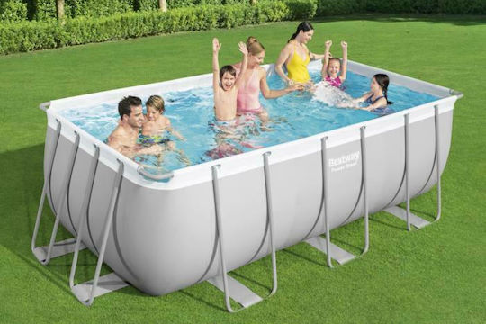 Bestway Πισίνα PVC με Μεταλλικό Σκελετό 412x201x122εκ. Γκρι