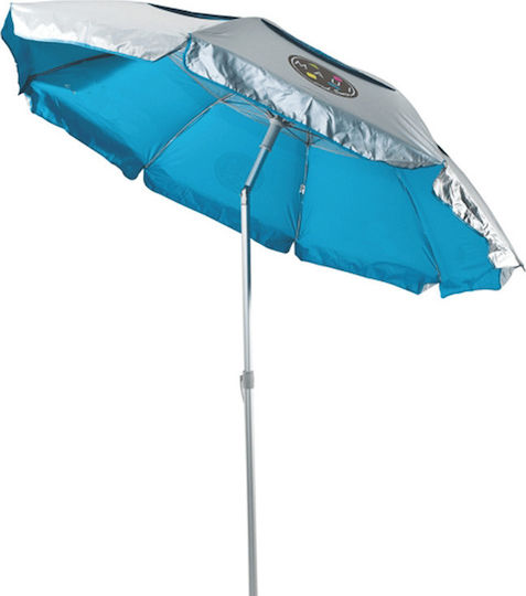 Maui & Sons Folding Aluminum Beach Umbrella Diameter 1.9m with UV Protection and Blue Air Duct