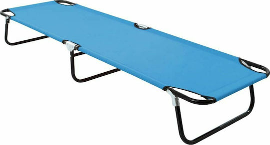 vidaXL Foldable Steel Beach Sunbed Light Blue 190x58x28cm