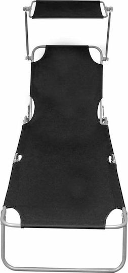 vidaXL Strandliegen Schwarz Faltbar mit Sonnenschirm 188.5x57.5x27cm. 1Stück