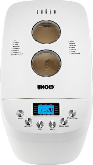 Unold Big Bread Maker 850W with Container Capacity 1500gr and 15 Baking Programs
