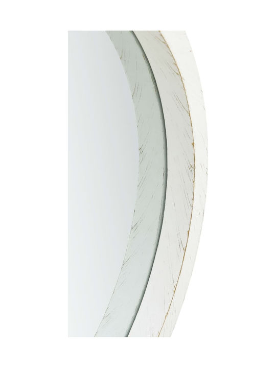 vidaXL Wall Mirror with White Wooden Frame Diameter 50cm 1pcs