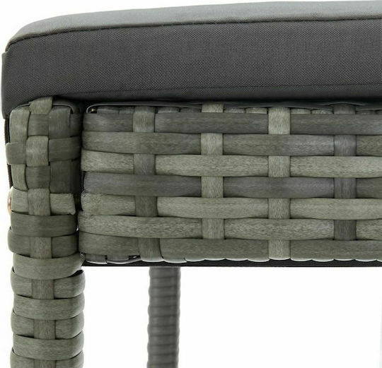 Scaun Rafturi și dulapuri pentru vin de Grădină Rattan cu pernă Gri 2buc 40x44x108cm