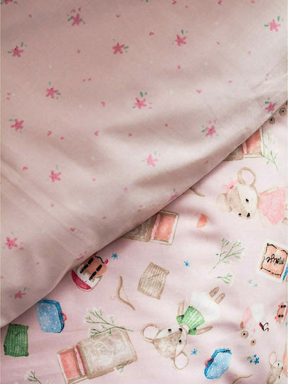 Vesta Home Baby Sheets Mouse Pink 120x165cm