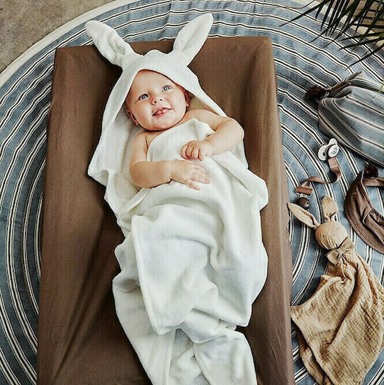 Elodie Details Детски Худи-Малък Халат Bunny Vanilla Бял 80x80см