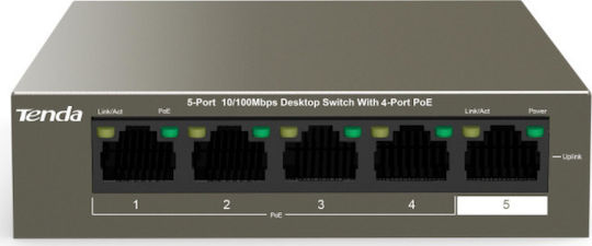 Tenda TEF1105P-4-63W Unmanaged L2 PoE+ Switch with 5 Ethernet Ports