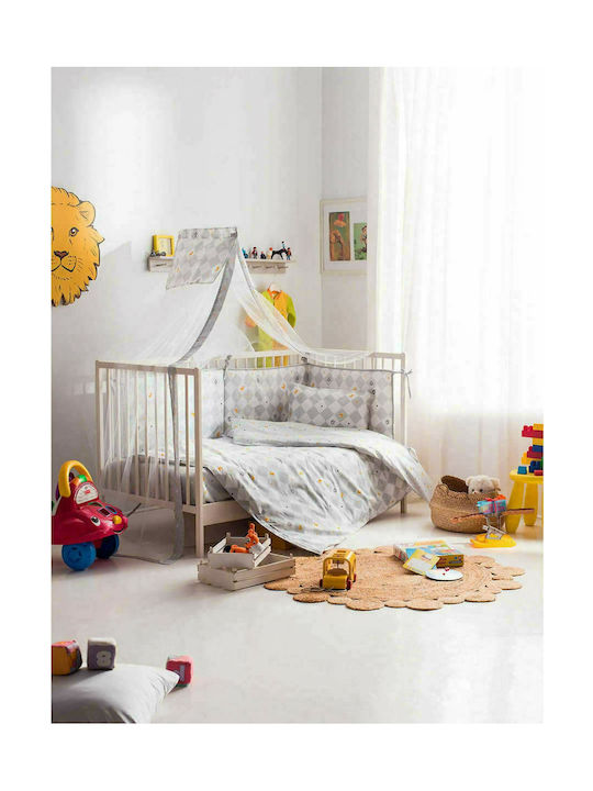 Vesta Home Σετ Βρεφικά Σεντόνια Κούνιας Βαμβακερά Dream Γκρι 120x165εκ. 3τμχ