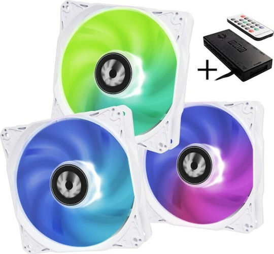 BitFenix Spectre SE Вентилатор За Кутия 120mm (1200rpm) с ARGB Осветление и Свързване 3-Pin 3бр Бял