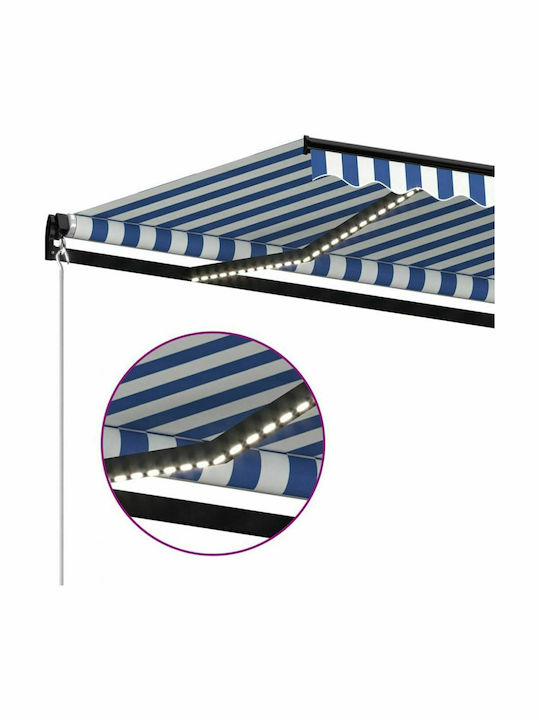 vidaXL Τέντα Βεράντας με Led Μπλε / Λευκό 3.5x2.5m