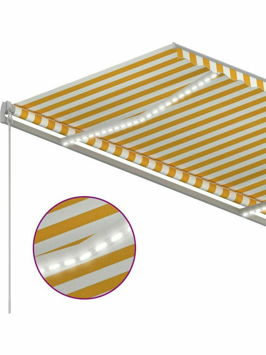 vidaXL Τέντα Βεράντας με Led Κίτρινο / Λευκό 3x2.5m