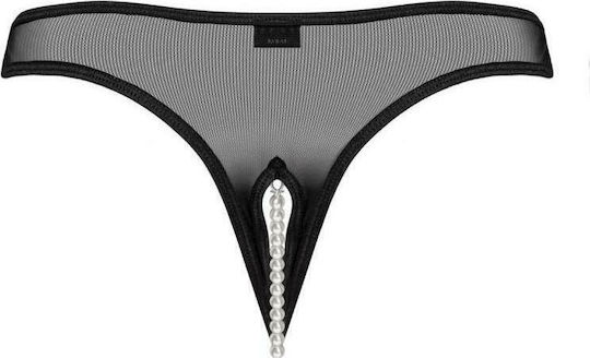 Underneath Jade Crotchless Sheer Thong Femei Sexy Șir de caractere cu decupaje Black UN-P009-BLK-SM