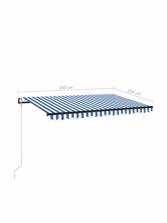 vidaXL Zelt Terrasse mit LEDs & Wind Sensor Blue / White 3x2.5m