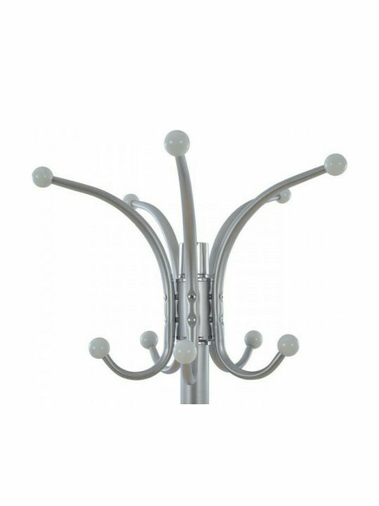 Freebox Metallic Coat Rack with Umbrella Holder Silver 37x37x170cm