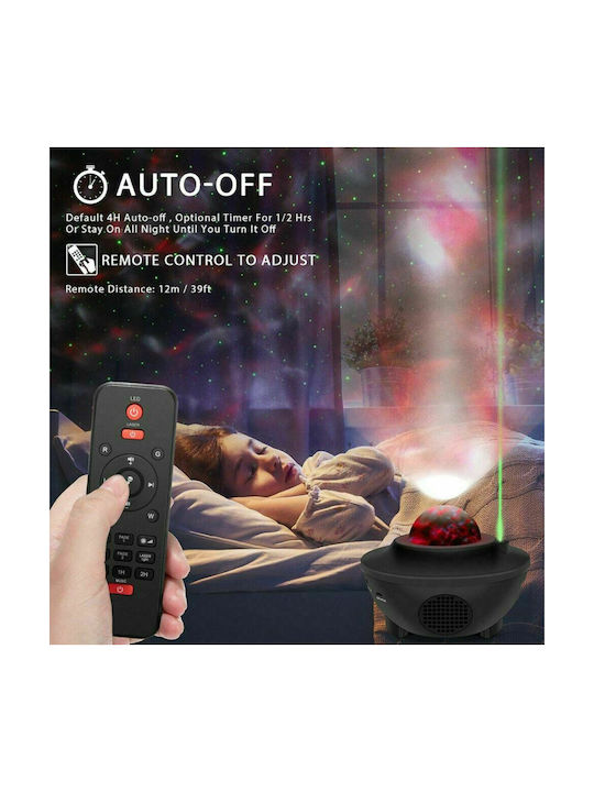 Led Rotating Kids Projector Lamp Starry Ocean Wave with Star Projection with Color Changes Black 16x16x12εκ.