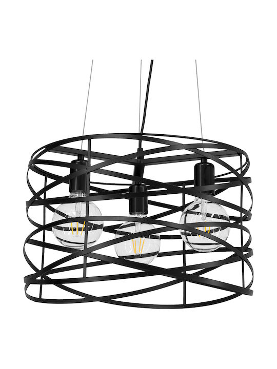 GloboStar Token Pendant Light Black Grid with Socket E27 43cm