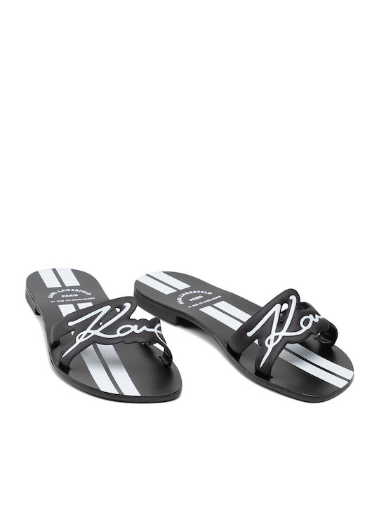 Leder Flache Sandalen für Damen in Schwarz Farbe