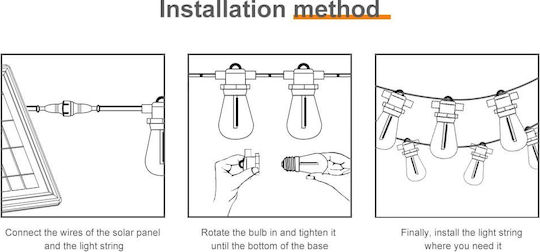 Hanging Solar Light Garland 6W Warm White 2700K with Photocell IP65