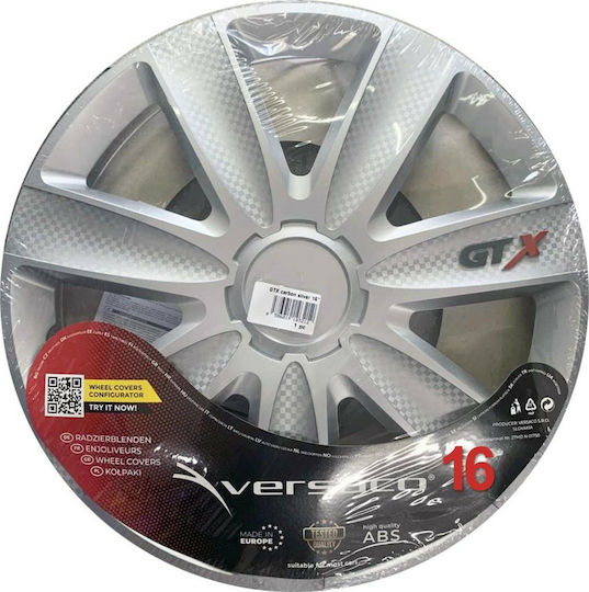 AMiO Комплект тапи за колела на автомобил Versaco Gtx 1бр 16" Сребрист