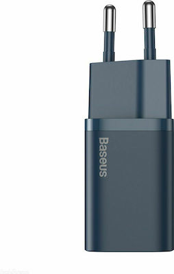 Baseus Φορτιστής με Θύρα USB-C και Καλώδιο Lightning 20W Power Delivery Μπλε (Super Si)