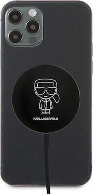 Karl Lagerfeld Magsafe Ladegerät und Kabel USB-C 15W Schwarzs (Ikonik Outline)