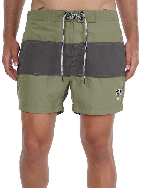 Surf Retro Men's Swimwear Shorts Khaki Striped