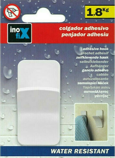 Inofix Single Wall-Mounted Bathroom Hook 3x6cm White Inofix Single Wall-Mounted Bathroom Hook 3x6cm White