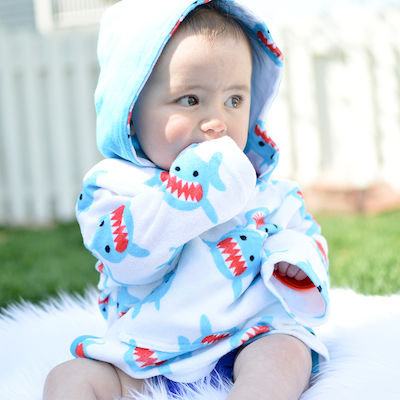 Zoocchini Kids Beach Poncho Sharks Light Blue 39 x 105cm