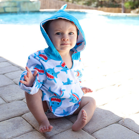 Zoocchini Kids Beach Poncho Sharks Light Blue 39 x 105cm