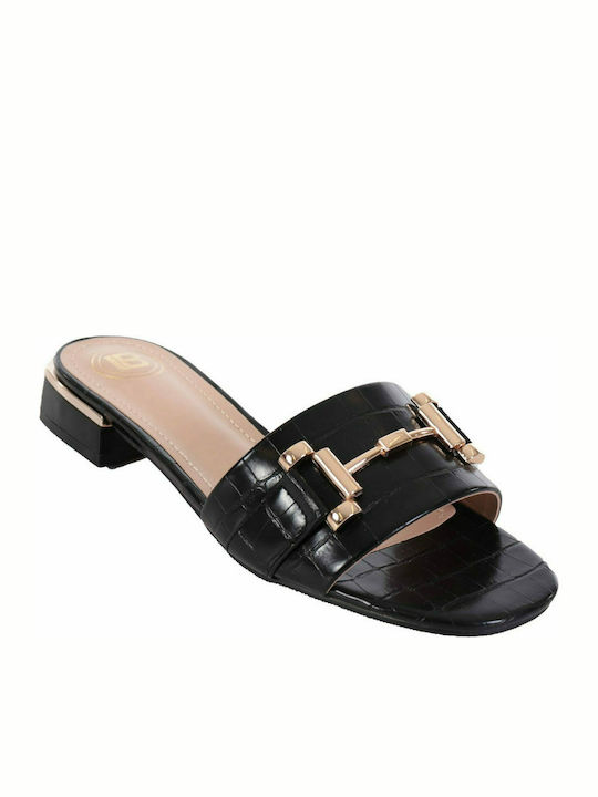 Laura Biagiotti 6735 Mules mit Chunky Niedrig Absatz in Schwarz Farbe