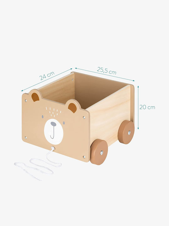 Navaris Children's Storage Box made of Wood Wooden Storage Box for Toys with Wheels Green 25.5x24x20cm 1pcs