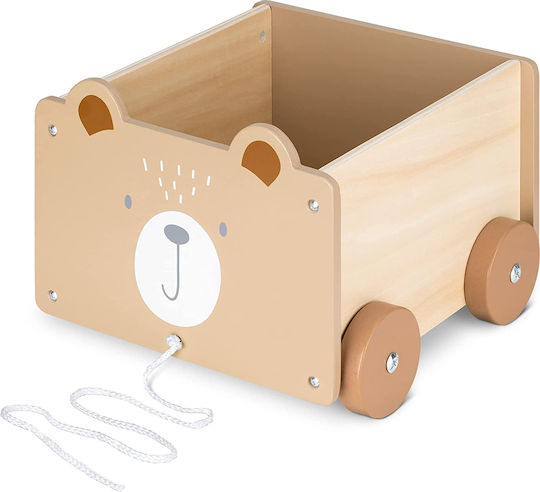 Navaris Children's Storage Box made of Wood Wooden Storage Box for Toys with Wheels Green 25.5x24x20cm 1pcs