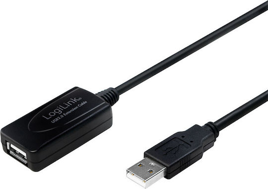 LogiLink USB 2.0 Kabel USB-A-Stecker - USB-A-Buchse Schwarz 10m UA0143