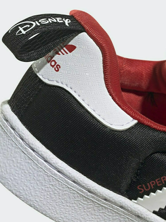 Disney Superstar 360 Детски Маратонки Боси с Велкро Core Черно / Cloud White / Vivid Red