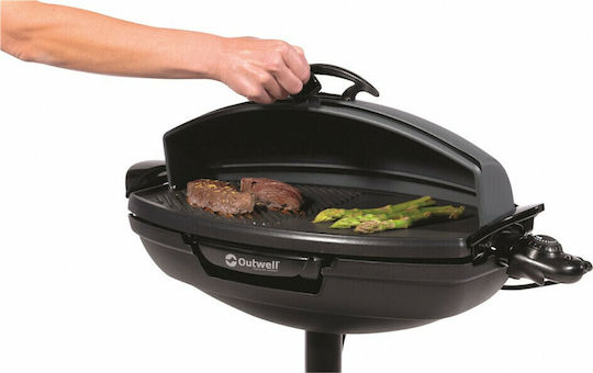 Outwell Darby Grill Tabletop Electric Grill Aluminium Smooth and Ribbed Plate 2000W with Lid and Adjustable Thermostat 65cmx39cmcm