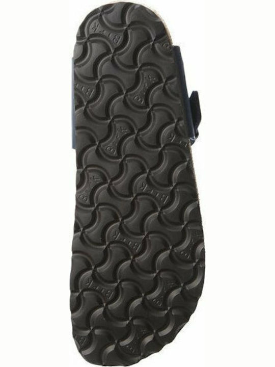 Gizeh Birko-Flor Leder Flache Sandalen für Damen Anatomisch in Marineblau Farbe Schmal Passform