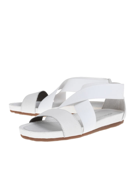 Aerosoles Power Lines Leather Women's Flat Sandals Anatomic in White Color