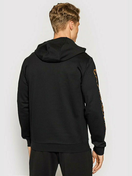 Emporio Armani Herren Sweatshirt mit Kapuze und Taschen Schwarz