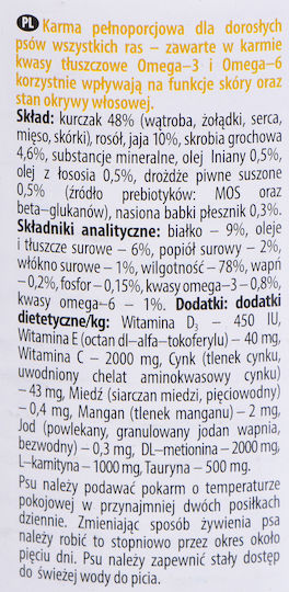 Dolina Noteci Premium Perfect Care Skin Support Adult Wet Food Dogs in Cans Diet with Chicken 400gr