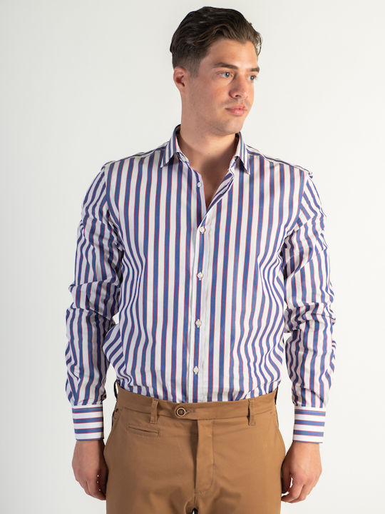 Premium men's shirt CA-3349 -WHITE/BLUE