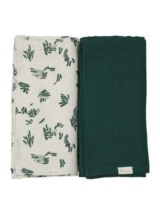 Fabelab Muslin Swaddle Blanket Green 120x120cm 2pcs