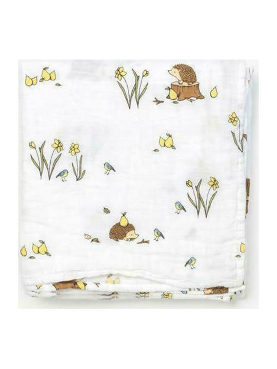 Σκατζόχοιρος Piqué-Swaddle-Tuch in Weiß Farbe 60x60cm. 1Stück