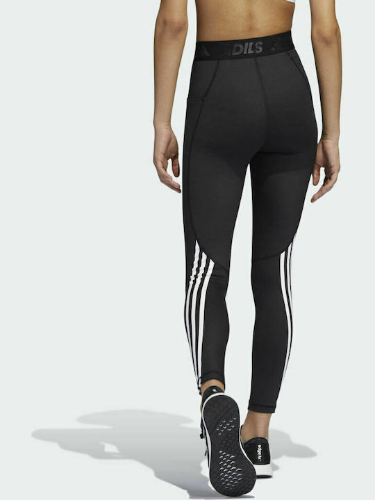 Adidas Techfit 3 Stripes Training Γυναικείο Cropped Κολάν Ψηλόμεσο Μαύρο