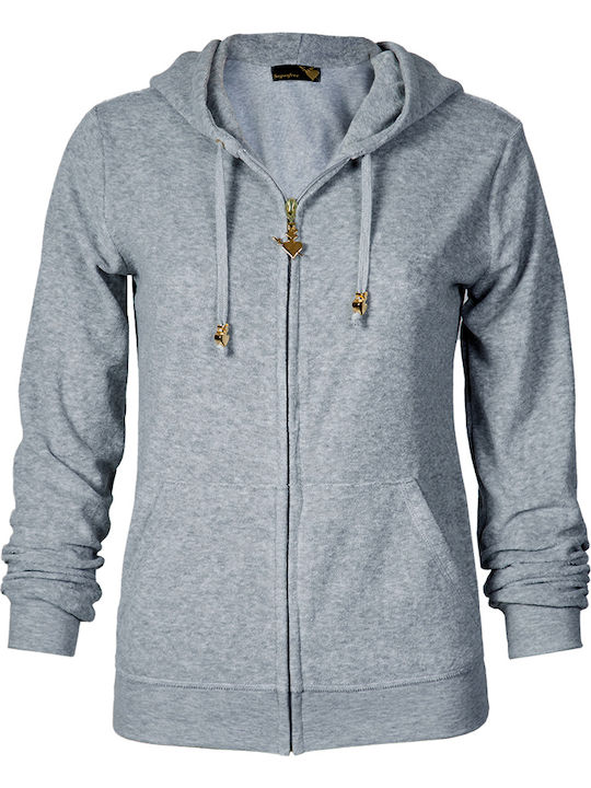 Damen Sweatshirtjacke Kapuzen Gray