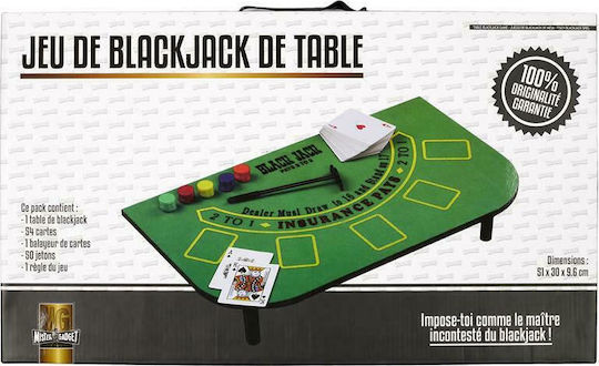 Aria Trade Blackjack Plastic Green 51x30cm with Deck of Cards and Chips