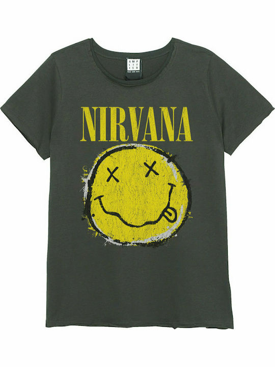 Amplified Worn Out Smiley Nirvana T-shirt Black