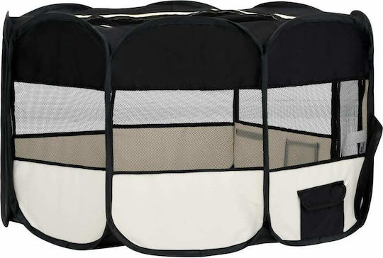 vidaXL Foldable Park Dog Foldable Black 145x145x61cm made of Fabric in Black Color 145 x 145 x 61cm