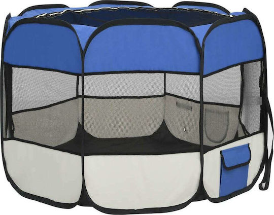 vidaXL Foldable Park Dog Folding Blue 90x90x58cm made of Fabric in Blue Color 90 x 90 x 58cm